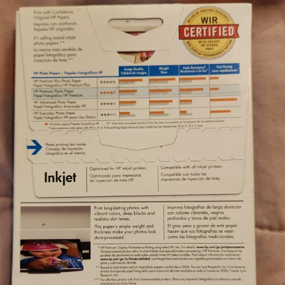 HP Photo Paper Pack with Blue and Orange Packaging